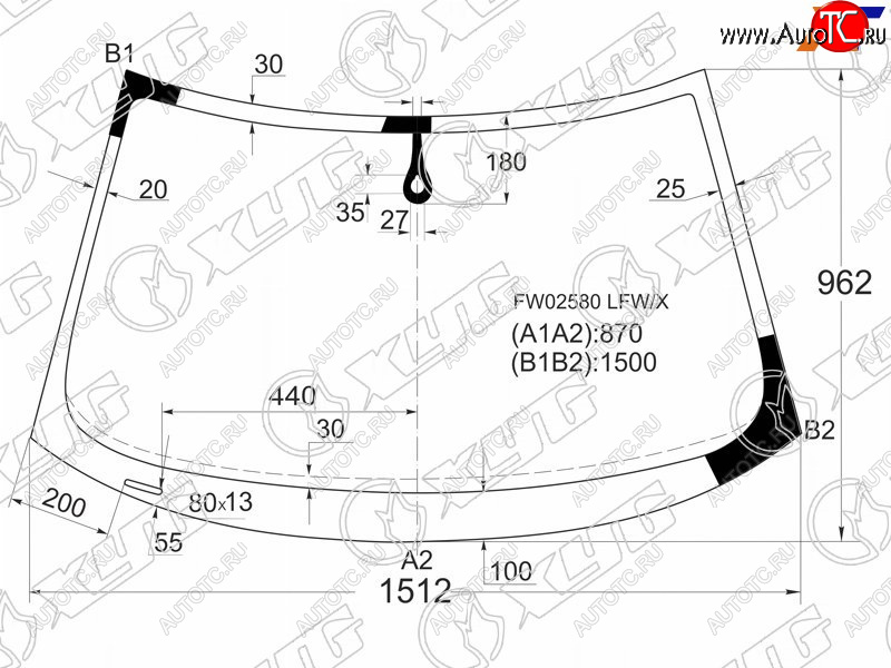 7 799 р. Стекло лобовое (Датчик дождя) Audi A3 03-13  S3 08-12 XYG FW02580 LFW/X  с доставкой в г. Вологда