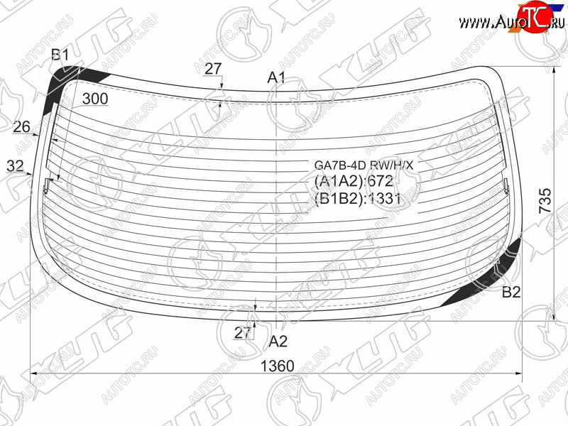 4 999 р. Стекло заднее (Цвет зеленый Обогрев 4D SED) Mazda 626 92-97  Cronos 91-95  Efini MS-6 91-94 XYG GA7B-4D RW/H/X  с доставкой в г. Вологда