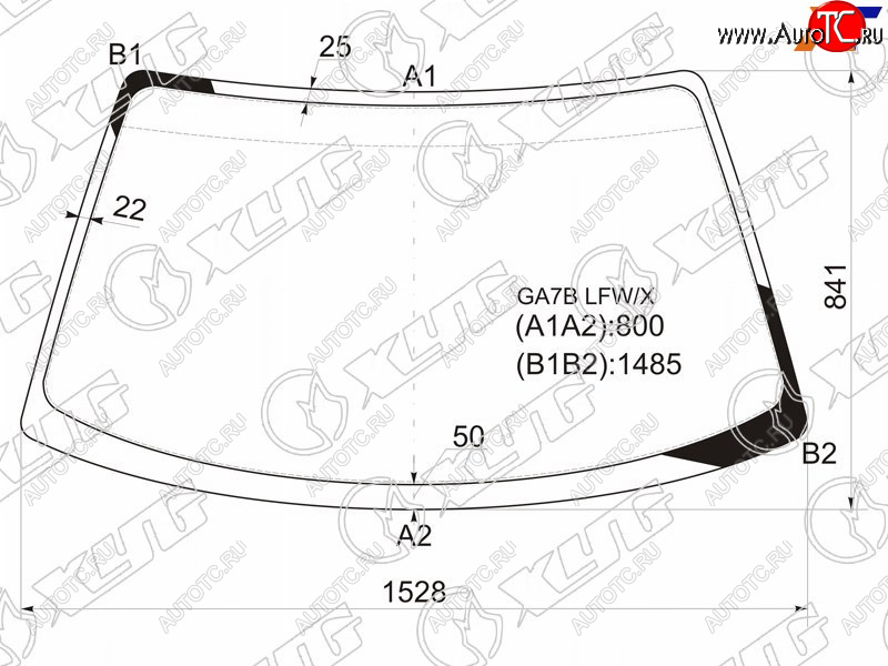 5 249 р. Стекло лобовое Ford Telstar 94-97  Mazda 626 92-97  Cronos 91-95  Efini MS-6 91-94 XYG GA7B LFW/X  с доставкой в г. Вологда