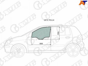Стекло боковое опускное (Спереди Слева Цвет зеленый) Hyundai Getz 02-11  Click 02-11              XYG GETZ FD/LH