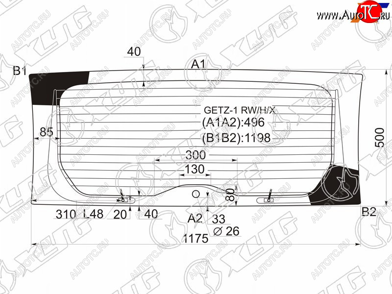 7 549 р. Стекло заднее (Цвет зеленый Обогрев) Hyundai Getz 02-11  Click 02-11 XYG GETZ-1 RW/H/X  с доставкой в г. Вологда