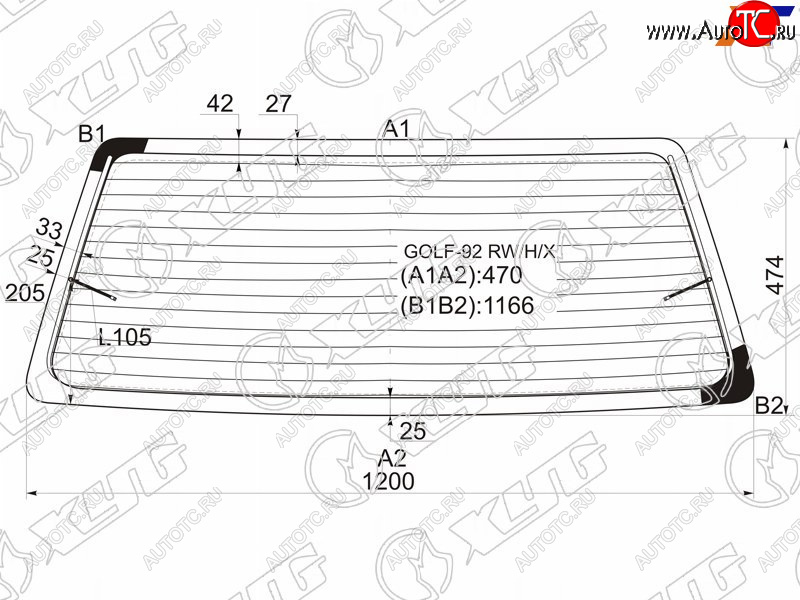 3 599 р. Стекло заднее (Цвет зеленый Обогрев) Volkswagen Golf 91-99 XYG GOLF-92 RW/H/X  с доставкой в г. Вологда