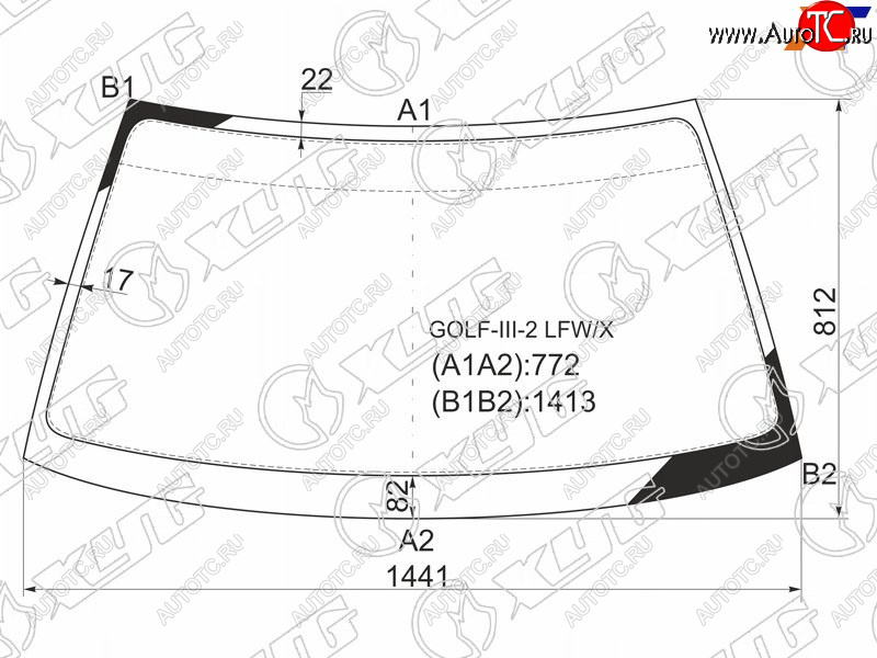 5 999 р. Стекло лобовое Volkswagen Golf 91-99  Jetta 91-98  Vento 92-95 XYG GOLF-III-2 LFW/X  с доставкой в г. Вологда