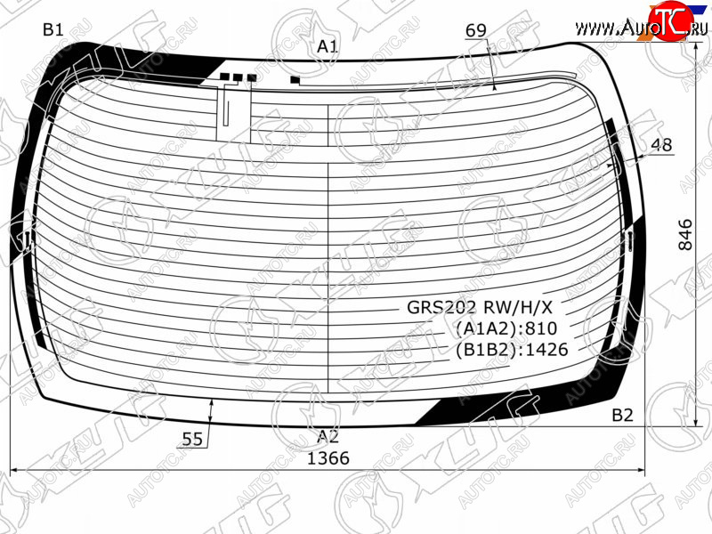 12 649 р. Стекло заднее (Цвет зеленый Обогрев Антенна) Toyota Crown 08-12 XYG GRS202 RW/H/X  с доставкой в г. Вологда