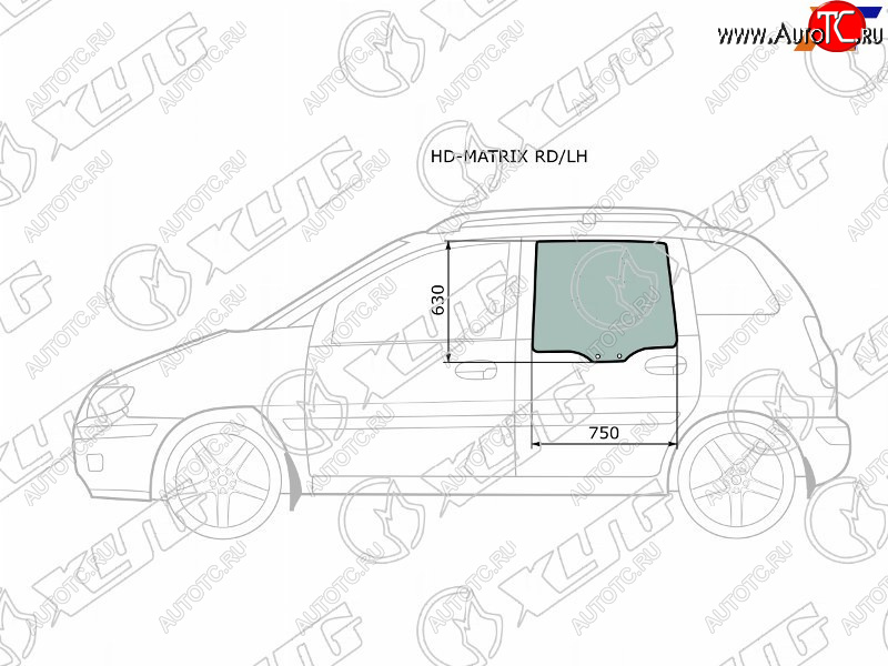 2 789 р. Стекло боковое опускное (Сзади Слева Цвет зеленый) Hyundai Lavita 01-07  Matrix 01-10             XYG HD-MATRIX RD/LH  с доставкой в г. Вологда