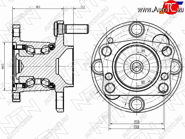 5 649 р. Ступичный узел задн. MAZDA DEMIO DE3FS, DE3AS, DE5FS 07-                                             NTN HUB350T-2  с доставкой в г. Вологда
