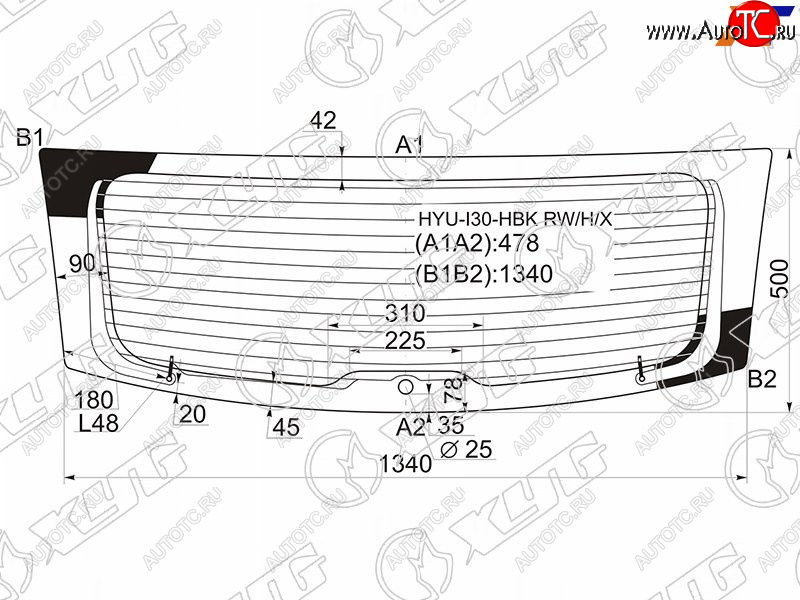 12 449 р. Стекло заднее (Цвет зеленый Обогрев) Hyundai i30 07-12 XYG HYU-I30-HBK RW/H/X  с доставкой в г. Вологда