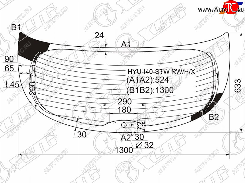 14 999 р. Стекло заднее (Цвет зеленый Обогрев 5D WGN) Hyundai i40 11-17 XYG HYU-I40-STW RW/H/X  с доставкой в г. Вологда