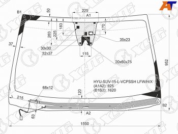 Стекло лобовое (Обогрев щеток Камера Датчик дождя) Hyundai Santa Fe 12-19  Grand Santa Fe 13-18 XYG HYU-SUV-15-L-VCPSSH LFW/H/X