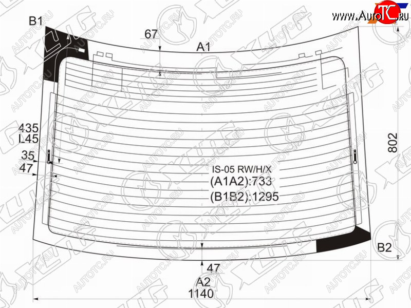 10 999 р. Стекло заднее (Цвет зеленый Обогрев Антенна 4D SED) Lexus IS 05-16  IS F 07-14 XYG IS-05 RW/H/X  с доставкой в г. Вологда