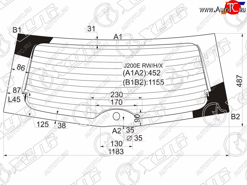 7 299 р. Стекло заднее (Цвет зеленый Обогрев) Daihatsu Be-Go 06-16  Terios 06-  Toyota Rush 06-16 XYG J200E RW/H/X  с доставкой в г. Вологда