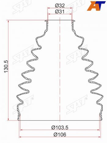 Пыльник шрус наружный VAG TRANSPORTER T5 03-15TOYOTA LC PRADO 120 #RJ12# 02-09 (2 хомута. резина) SAT JCA27-000150