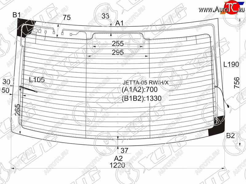 9 749 р. Стекло заднее (Цвет зеленый Обогрев Антенна 4D SED) Volkswagen Jetta 05-10 XYG JETTA-05 RW/H/X  с доставкой в г. Вологда