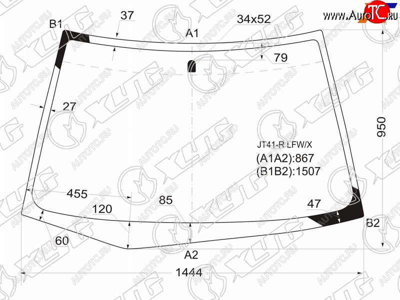 5 999 р. Стекло лобовое Mitsubishi Lancer 02-10  Lancer Cedia 00-03  Lancer Evolution 01-08 XYG JT41-R LFW/X  с доставкой в г. Вологда
