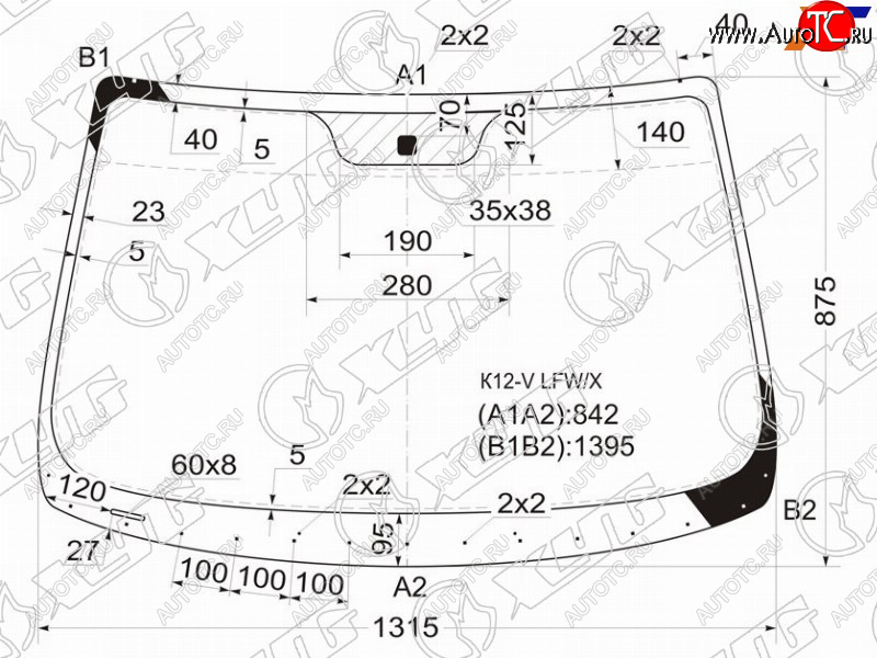 5 249 р. Стекло лобовое Nissan March 02-10  Micra 03-10 XYG K12-V LFW/X  с доставкой в г. Вологда