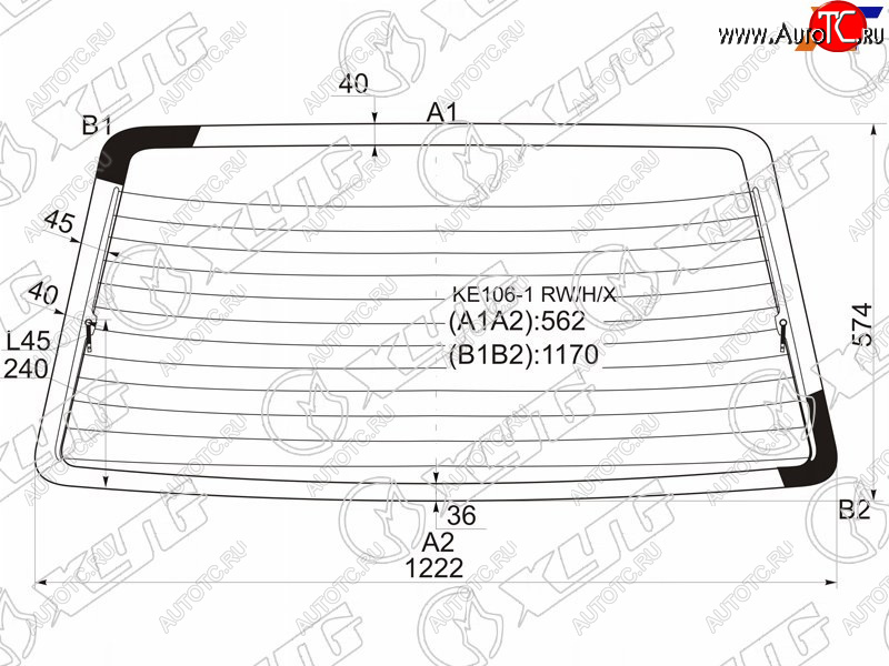 7 999 р. Стекло заднее (Цвет зеленый Обогрев Фонари хрусталь) Toyota Corolla (E100) 91-02  Sprinter 93-02 XYG KE106-1 RW/H/X  с доставкой в г. Вологда