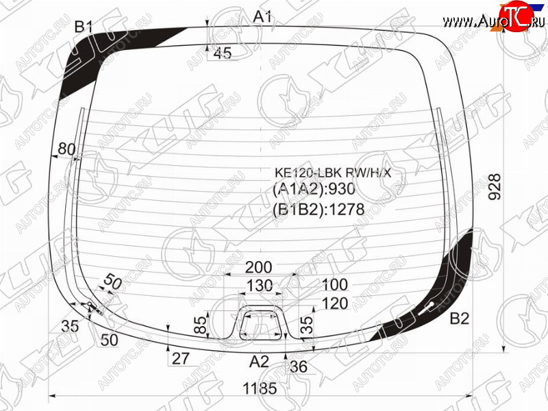 10 499 р. Стекло заднее (Цвет зеленый Обогрев) Toyota Corolla (E110) 95-01 XYG KE120-LBK RW/H/X  с доставкой в г. Вологда