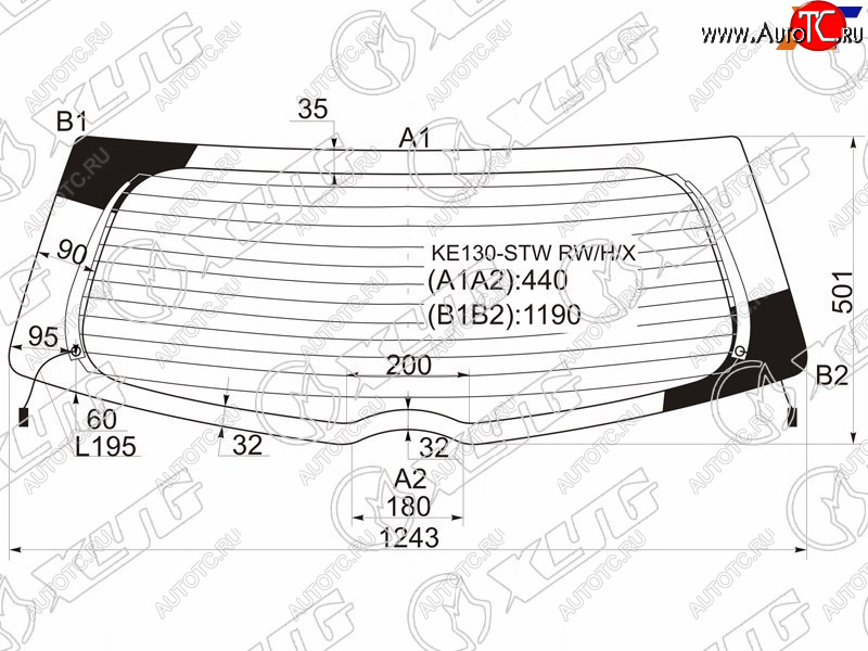 7 999 р. Стекло заднее (Цвет зеленый Обогрев) Toyota Corolla Fielder (E140) 06-12 XYG KE130-STW RW/H/X  с доставкой в г. Вологда