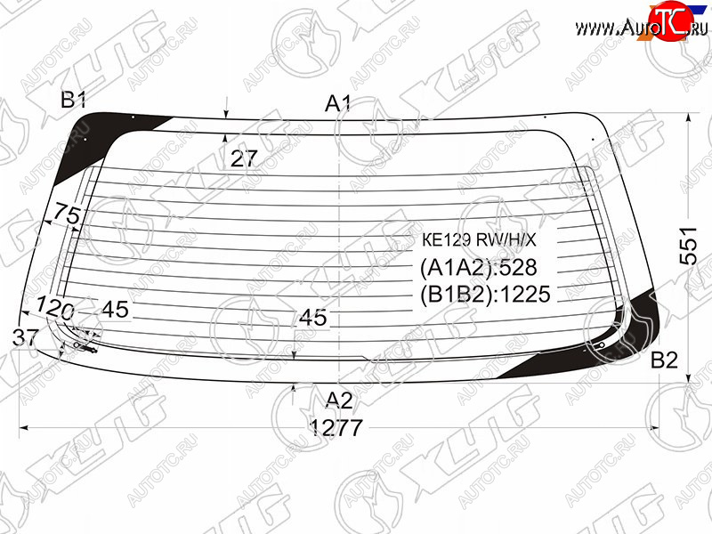 8 699 р. Стекло заднее (Цвет зеленый Обогрев) Toyota Corolla Spacio (E110) 97-01 XYG KE129 RW/H/X  с доставкой в г. Вологда