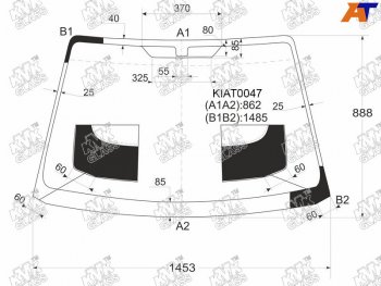Стекло лобовое Kia Sephia 98-04  Shuma 97-04  Spectra 00-11 KMK KIAT0047