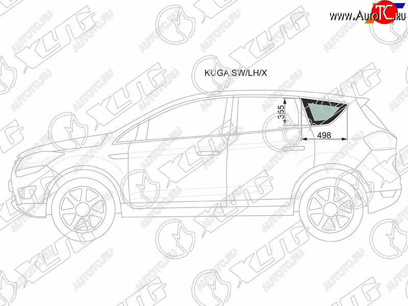 1 299 р. Стекло кузова боковое (не опускное) (Слева Цвет зеленый) Ford Kuga 08-13 XYG KUGA SW/LH/X  с доставкой в г. Вологда