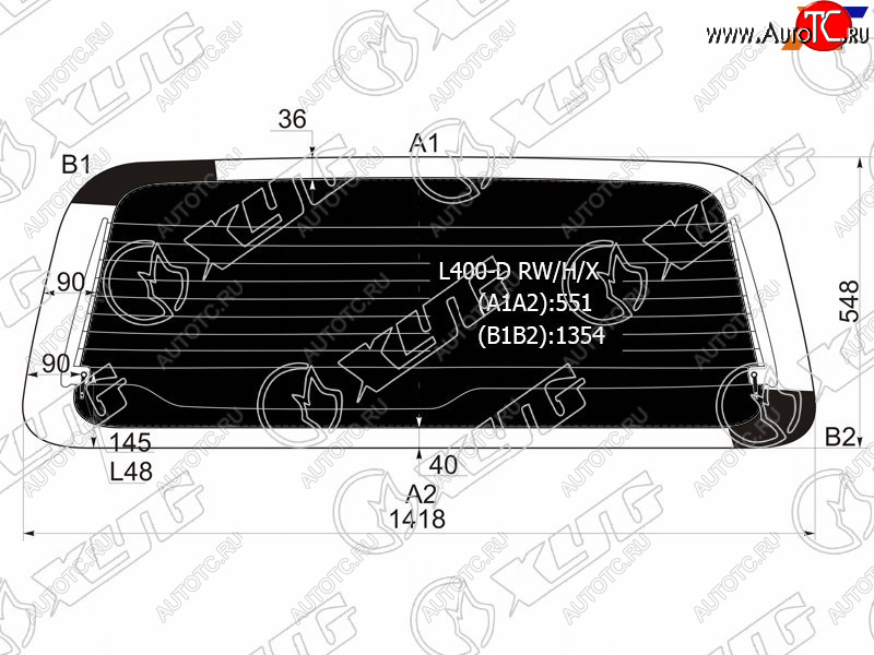 8 499 р. Стекло заднее (Затемненное Обогрев) Mitsubishi Delica 94-07  L400 94-06  Space Gear 94-07 XYG L400-D RW/H/X  с доставкой в г. Вологда