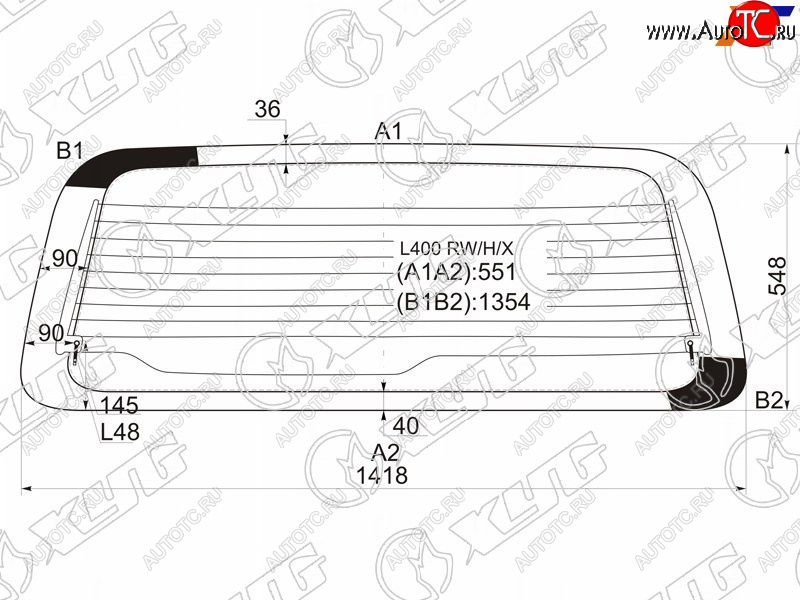 7 599 р. Стекло заднее (Цвет зеленый Обогрев) Mitsubishi Delica 94-07  L400 94-06  Space Gear 94-07 XYG L400 RW/H/X  с доставкой в г. Вологда
