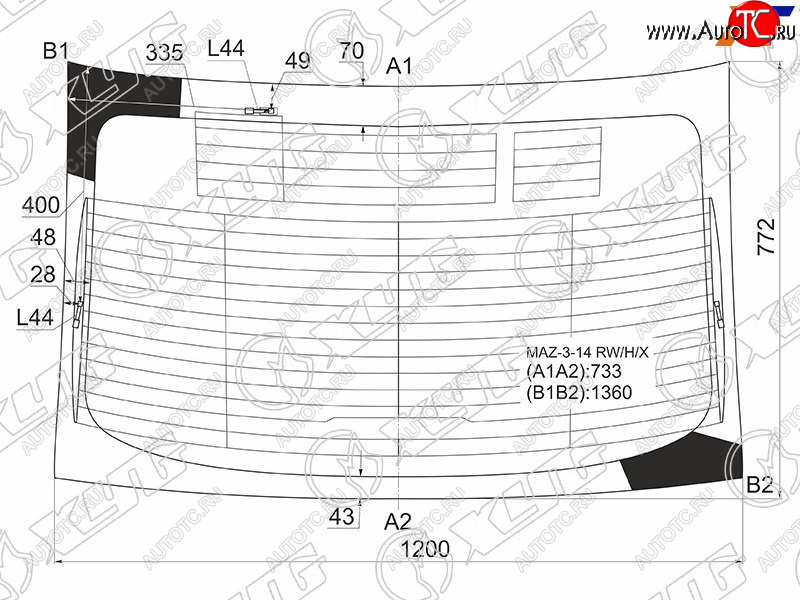 7 999 р. Стекло заднее (Цвет зеленый Обогрев Антенна 4D SED) Mazda 3 13-19  Axela 13-19 XYG MAZ-3-14 RW/H/X  с доставкой в г. Вологда