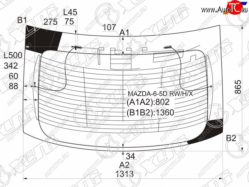 10 999 р. Стекло заднее (Цвет зеленый Обогрев) Mazda 6 02-08  Atenza 02-07 XYG MAZDA-6-5D RW/H/X  с доставкой в г. Вологда