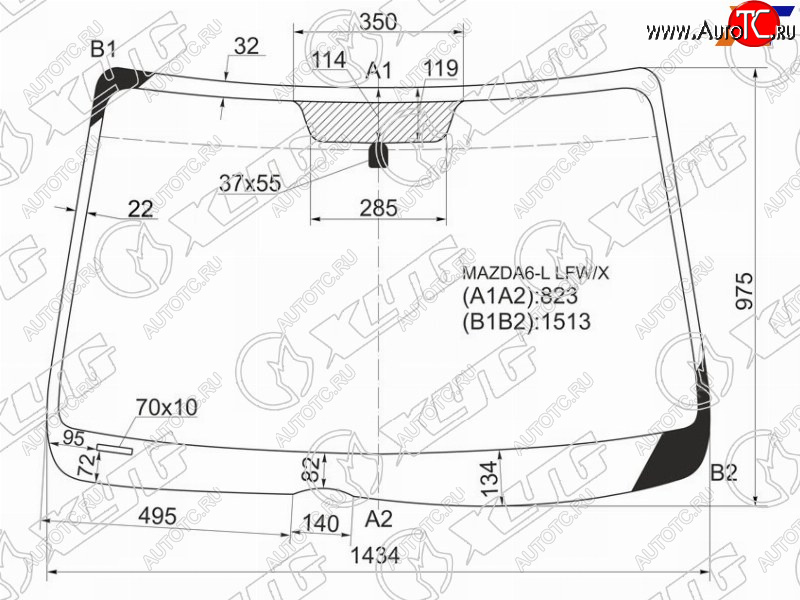 6 899 р. Стекло лобовое Mazda 6 02-08 XYG MAZDA6-L LFW/X  с доставкой в г. Вологда
