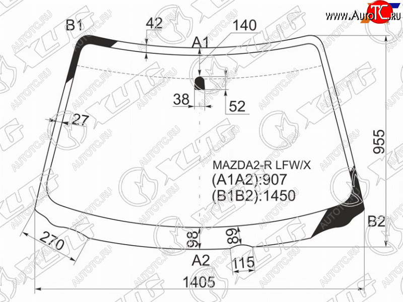5 999 р. Стекло лобовое Mazda Demio 02-07 XYG MAZDA2-R LFW/X  с доставкой в г. Вологда