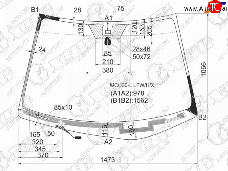 9 199 р. Стекло лобовое (Обогрев щеток Датчик дождя) Lexus RX 03-09 XYG MCU30-L LFW/H/X  с доставкой в г. Вологда
