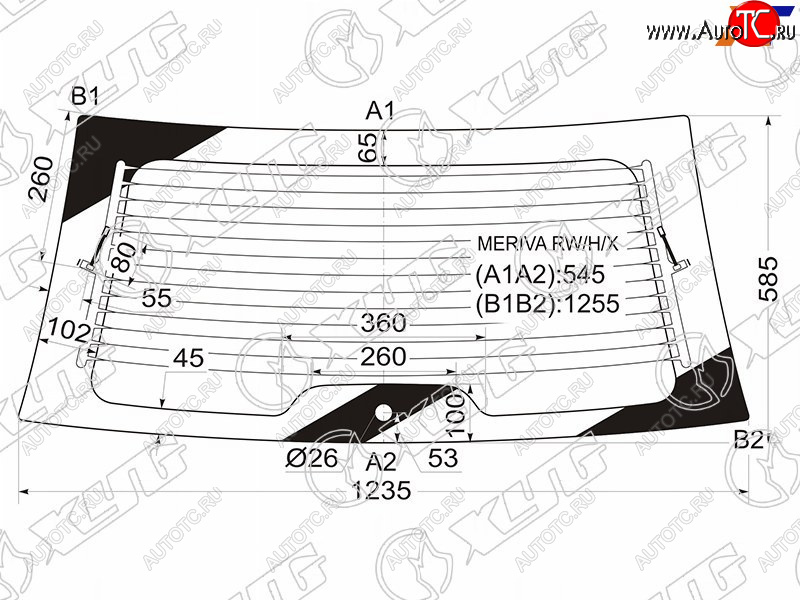 8 999 р. Стекло заднее (Цвет зеленый Обогрев) Chevrolet Meriva 04-12  Opel Meriva 03-10 XYG MERIVA RW/H/X  с доставкой в г. Вологда