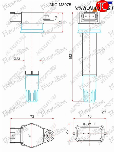3 379 р. Катушка зажигания MITSUBISHI PAJERO V80 90# 6G72 NEW ERA MIC-M3075  с доставкой в г. Вологда
