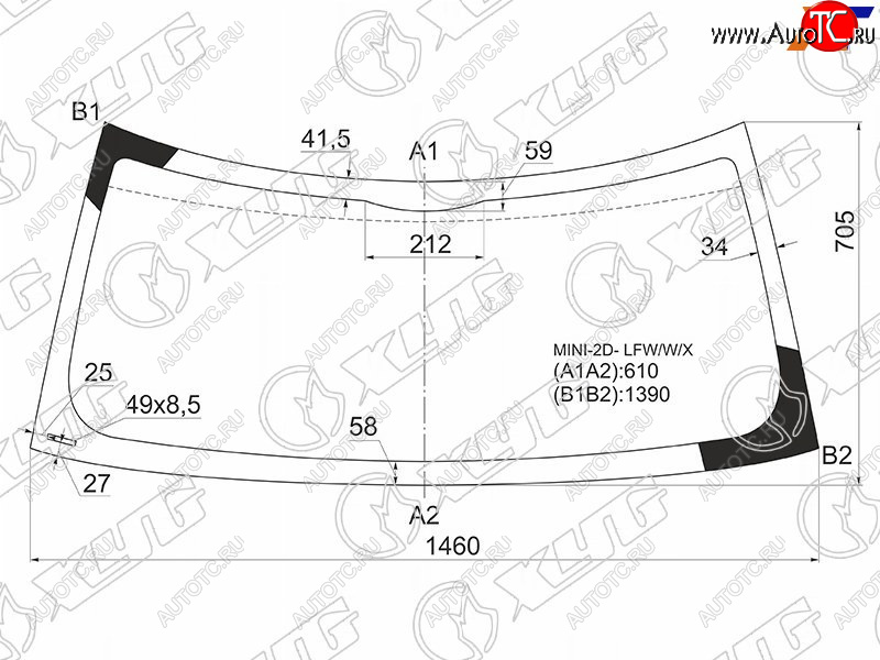 5 299 р. Стекло лобовое Mini Clubman Cooper 08-14  Hatch Cooper 01-06 XYG MINI-2D- LFW/W/X  с доставкой в г. Вологда