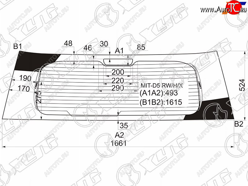 11 849 р. Стекло заднее (Цвет зеленый Обогрев) Mitsubishi Delica D:5 07- XYG MIT-D5 RW/H/X  с доставкой в г. Вологда