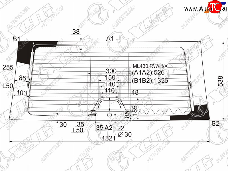 9 399 р. Стекло заднее (Цвет зеленый Обогрев Антенна) Mercedes-Benz M-Class 97-05 XYG ML430 RW/H/X  с доставкой в г. Вологда