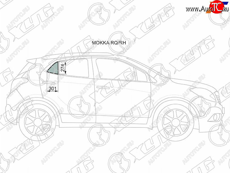 439 р. Стекло форточки (Сзади Справа Цвет зеленый) Opel Mokka 12-19  Buick Encore 12-16 XYG MOKKA RQ/RH  с доставкой в г. Вологда