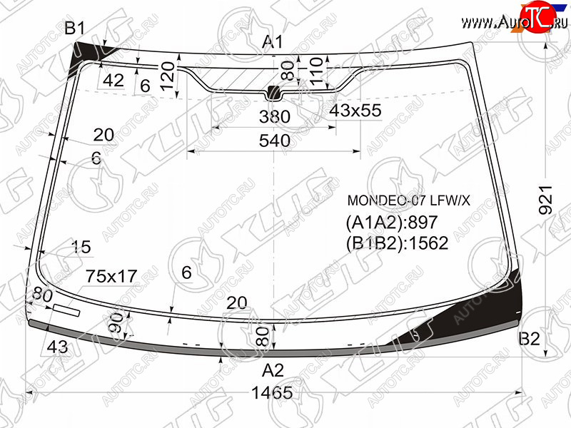 6 899 р. Стекло лобовое (Молдинг) Ford Mondeo 07-15 XYG MONDEO-07 LFW/X  с доставкой в г. Вологда