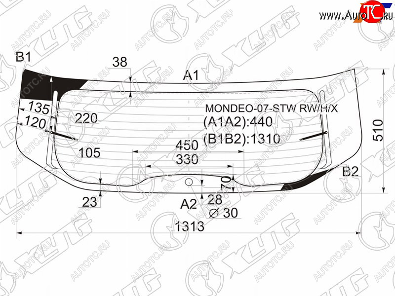 10 549 р. Стекло заднее (Цвет зеленый Обогрев 5D WGN) Ford Mondeo 07-15 XYG MONDEO-07-STW RW/H/X  с доставкой в г. Вологда