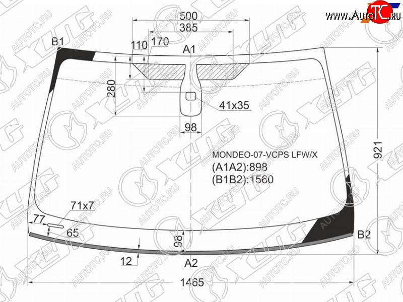 7 299 р. Стекло лобовое (Датчик дождя Молдинг) XYG Ford Mondeo Mk4,DG рестайлинг, универсал (2010-2014)  с доставкой в г. Вологда