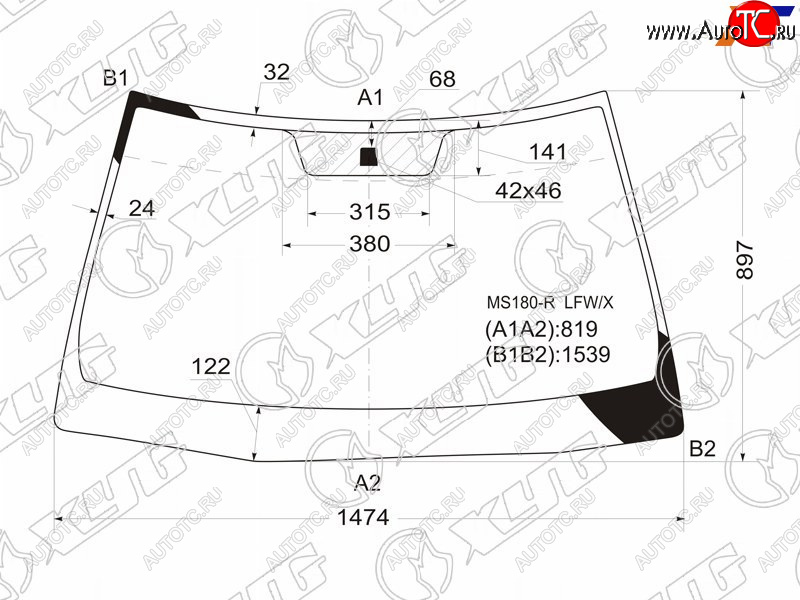 7 999 р. Стекло лобовое Toyota Crown 03-08 XYG MS180-R LFW/X  с доставкой в г. Вологда