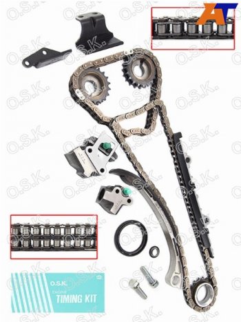25 749 р. Комплект для замены цепи ГРМ NISSAN KA24DE 98- (двухрядная цепь распредвала) OSK N124X  с доставкой в г. Вологда. Увеличить фотографию 1