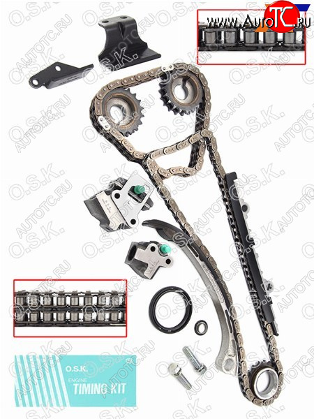 25 749 р. Комплект для замены цепи ГРМ NISSAN KA24DE 98- (двухрядная цепь распредвала) OSK N124X  с доставкой в г. Вологда