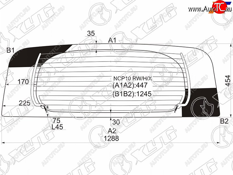 8 349 р. Стекло заднее (Цвет зеленый Обогрев) Toyota Ractis 05-10 XYG NCP10 RW/H/X  с доставкой в г. Вологда