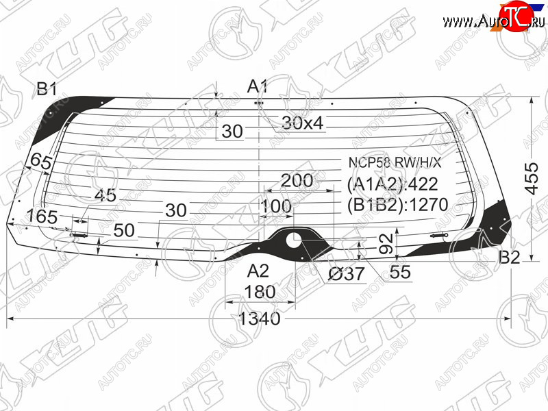 7 449 р. Стекло заднее (Цвет зеленый Обогрев) Toyota Succeed 02-20 XYG NCP58 RW/H/X  с доставкой в г. Вологда