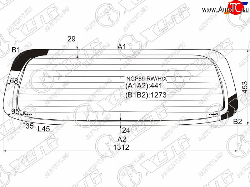 8 749 р. Стекло заднее (Цвет зеленый Обогрев) Toyota Probox 02-  Mazda Familia 18- XYG NCP85 RW/H/X  с доставкой в г. Вологда
