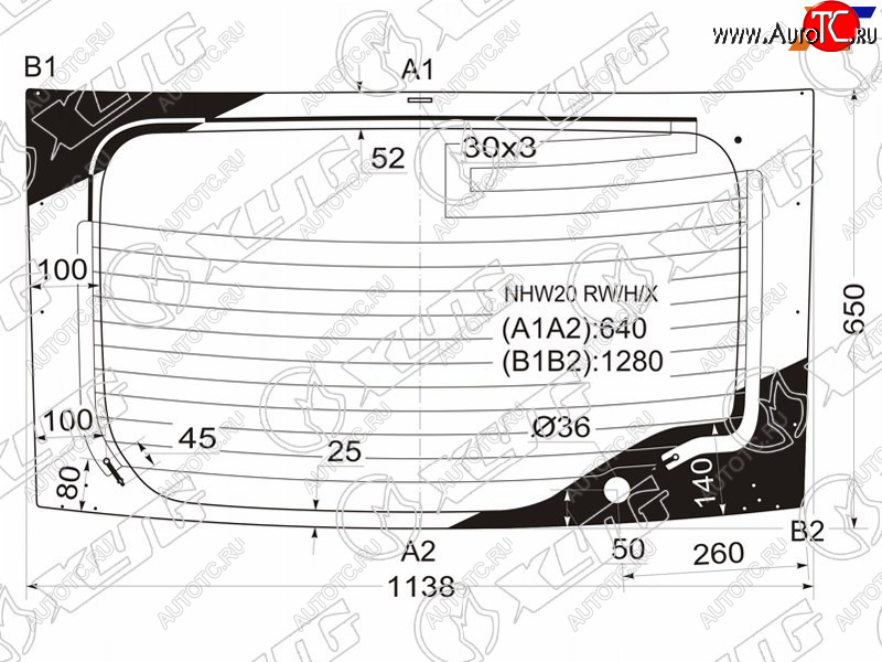 8 299 р. Стекло заднее (Цвет зеленый Обогрев) Toyota Prius (NHW20) 03-11 XYG NHW20 RW/H/X  с доставкой в г. Вологда