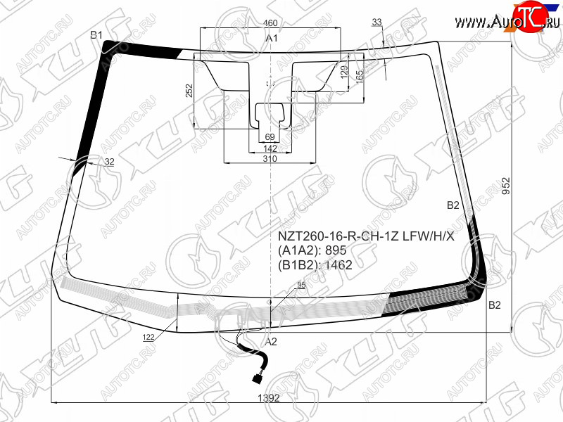 9 299 р. Стекло лобовое (Обогрев щеток Камера) Toyota Allion (T260) 16-21  Premio 16-21 XYG NZT260-16-R-CH-1Z LFW/H/X  с доставкой в г. Вологда