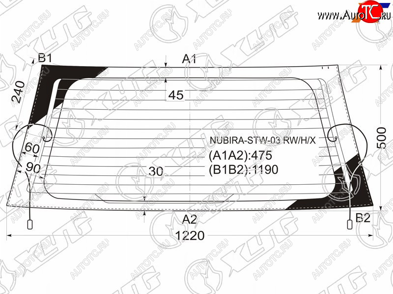 5 999 р. Стекло заднее (Цвет зеленый Обогрев) Chevrolet Lacetti 04-13  Daewoo Lacetti 04-09  Chevrolet Nub XYG NUBIRA-STW-03 RW/H/X  с доставкой в г. Вологда